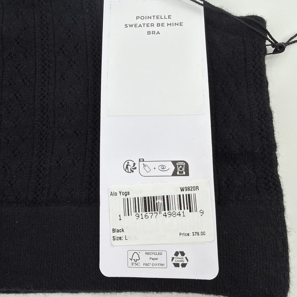 Alo Yoga Black Pointelle Sweater Be Mine Bra Size L - Picture 5 of 9